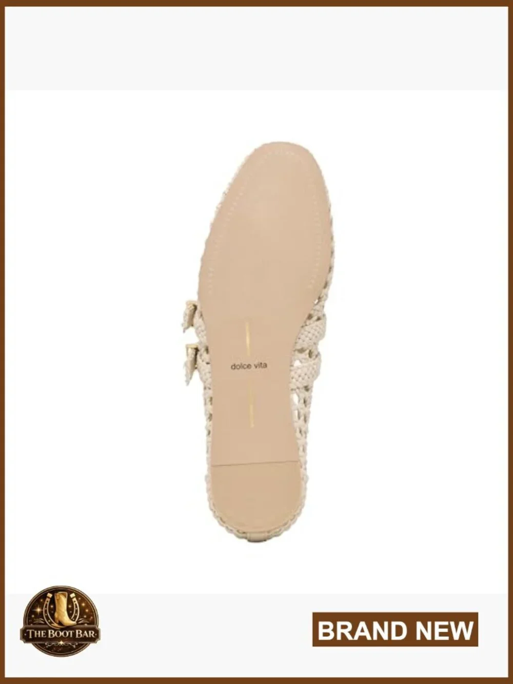 Woven Ballet Flat with Leather Upper, Rubber Sole, Buckle Closure, Solid Pattern